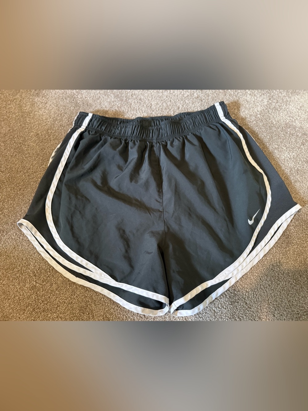 Nike Women's Dark Gray Running Shorts with White Piping